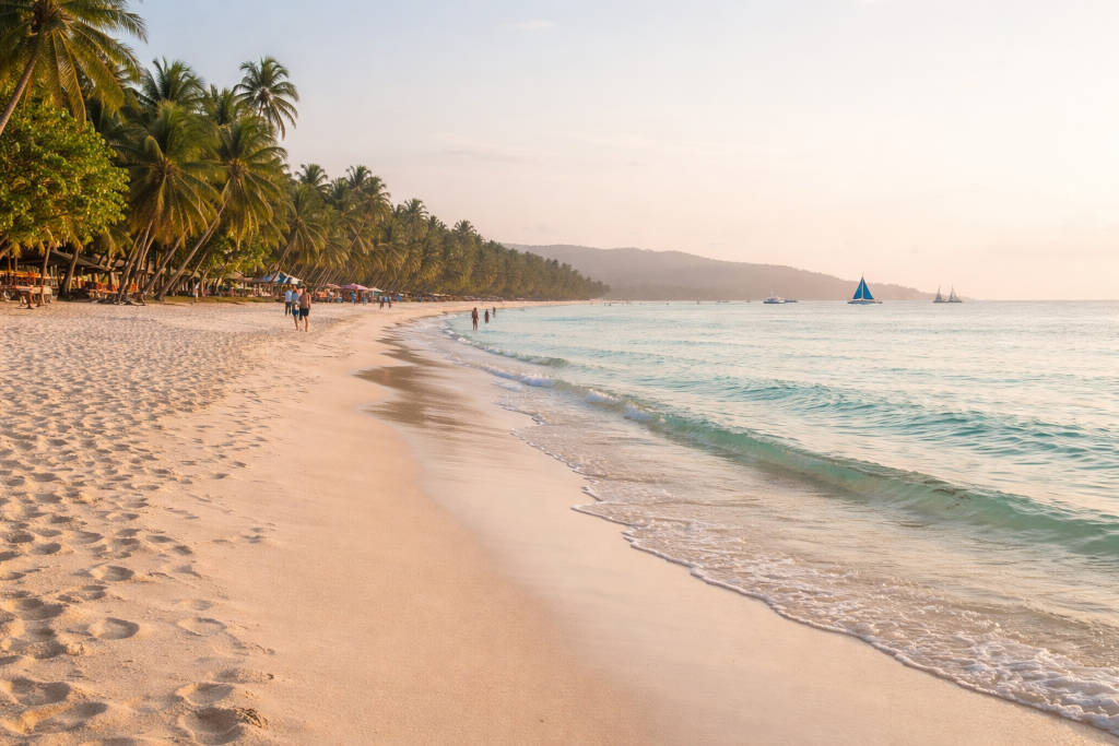 Early morning White Beach for a Boracay itinerary 4 days plan