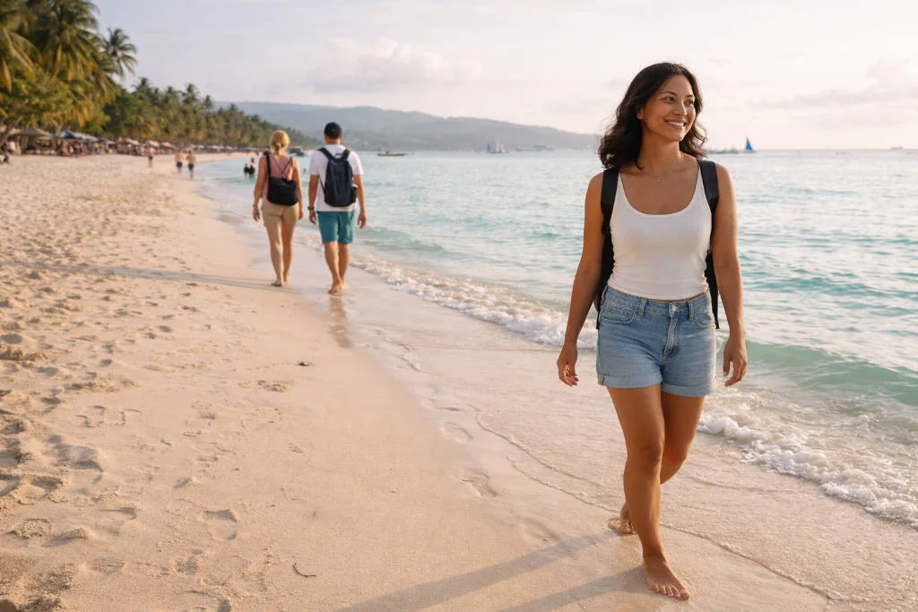 Easy White Beach walk in a Boracay itinerary 4 days first day