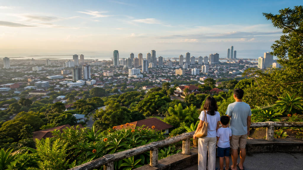 Cebu City with Kids skyline view in soft early morning light