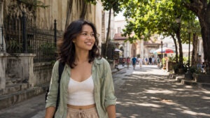 Mika Santos enjoying free things to do in Cebu City on a slow walking day