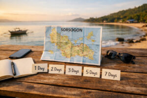 Sorsogon trip-length planning scene showing how many days in Sorsogon by a calm shoreline