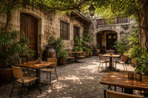 How many days in Vigan guide photo of a calm shaded courtyard for a slow midday break