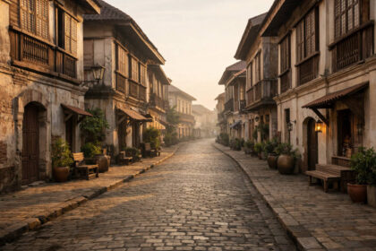 How many days in Vigan guide photo of early morning Calle Crisologo with cobblestone street and heritage houses