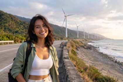 Ilocos Norte coastal road scene for ilocos norte itinerary 4 days with windmills and open shoreline