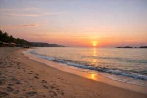 Sunset shoreline in La Union for a calm la union travel guide scene