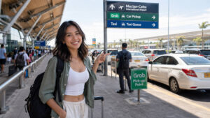 Arrival area at Mactan-Cebu Airport with transfer options for Cebu City and mactan cebu airport to cebu city context