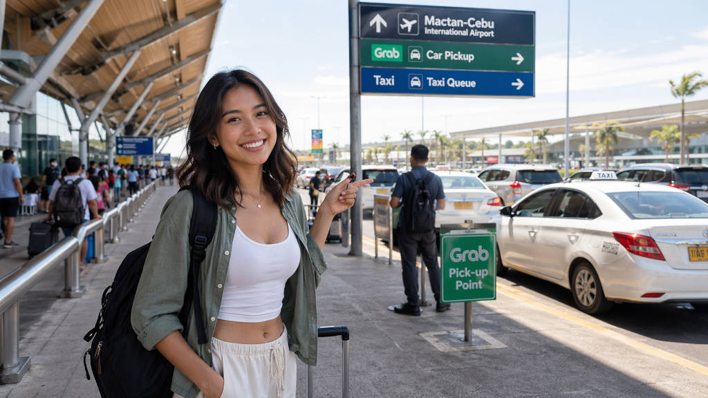 Arrival area at Mactan-Cebu Airport with transfer options for Cebu City and mactan cebu airport to cebu city context
