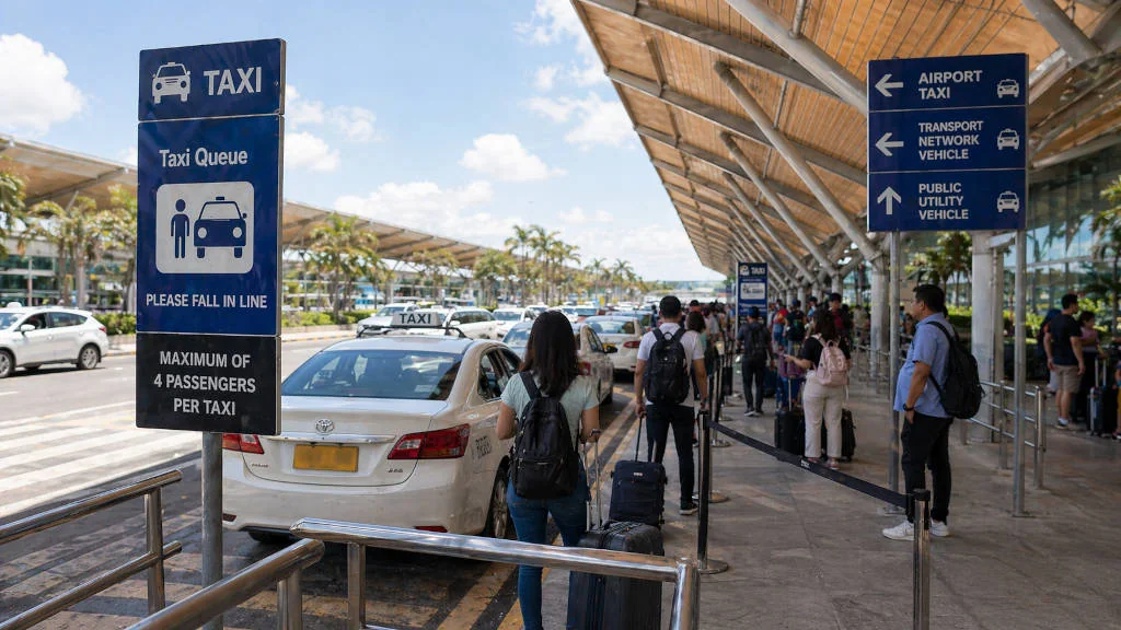 Designated taxi and pickup area at Cebu airport for first-time arrivals