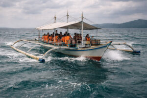 Small boat on a choppy day illustrating Philippines weather apps and sea conditions