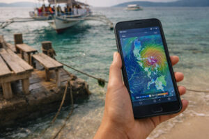 Close view of Philippines weather apps showing a boat-day forecast map