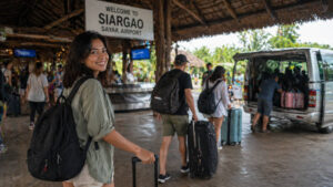 Sayak Airport arrival and van transfer setup on Day 1 in Siargao