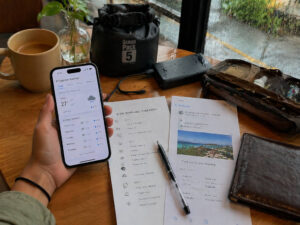 Traveler checking typhoon season Philippines travel weather and booking details