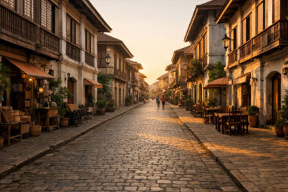 Quiet early morning Calle Crisologo scene for a Vigan travel guide