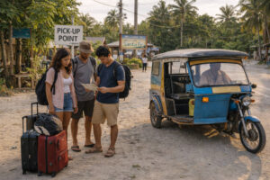 Arrival and tricycle scene for where to stay in Bantayan Island