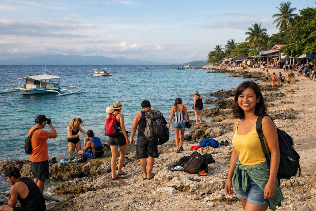 Panagsama shoreline in Moalboal showing where to stay in Moalboal for a practical first-timer base near the water
