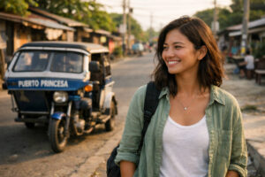 Mika in Puerto Princesa comparing where to stay in Puerto Princesa for first-time visitors