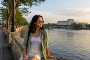 Mika Santos enjoying a calm Iloilo City itinerary 5 days planning moment.