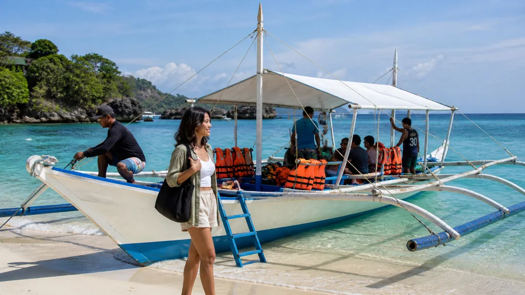 Boracay island hopping boat prepared for day trips from Boracay