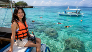 Snorkeling stop during day trips from Boracay island hopping tour