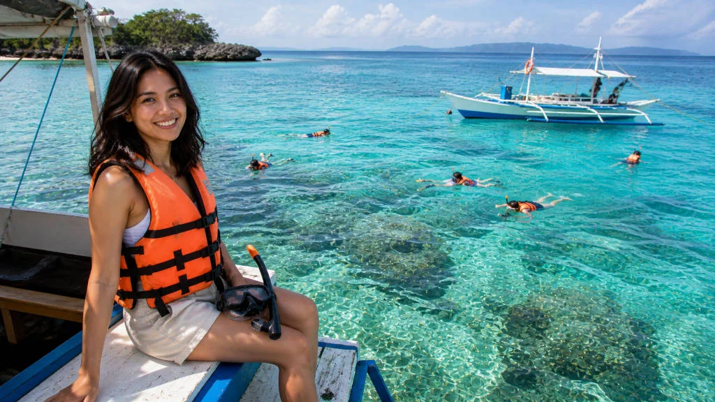 Snorkeling stop during day trips from Boracay island hopping tour