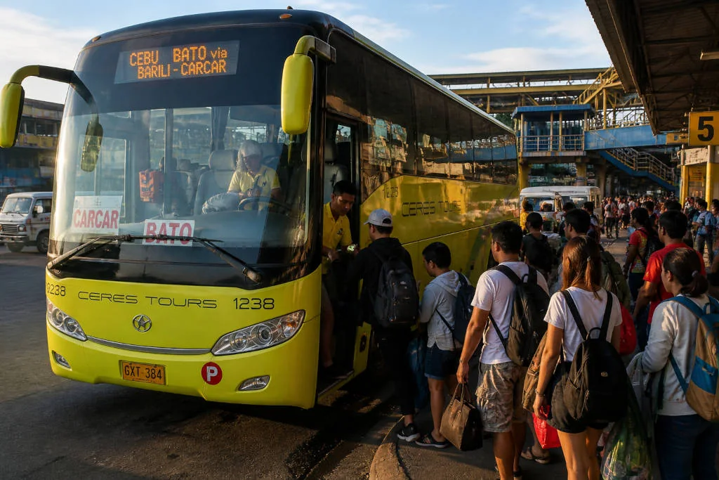 Bus route option for travelers going to Kawasan Falls Cebu from Cebu City
