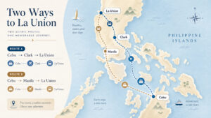 Cebu City to La Union route options via Clark and Manila