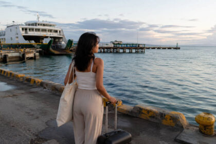 Traveler planning the Cebu City to Siquijor ferry route at the port