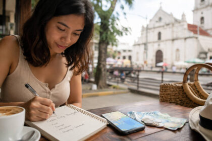 Cebu City travel budget planning with cash, phone, and trip notes