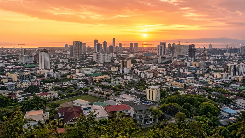 Cebu City weekend trip skyline at sunset with a calm city view