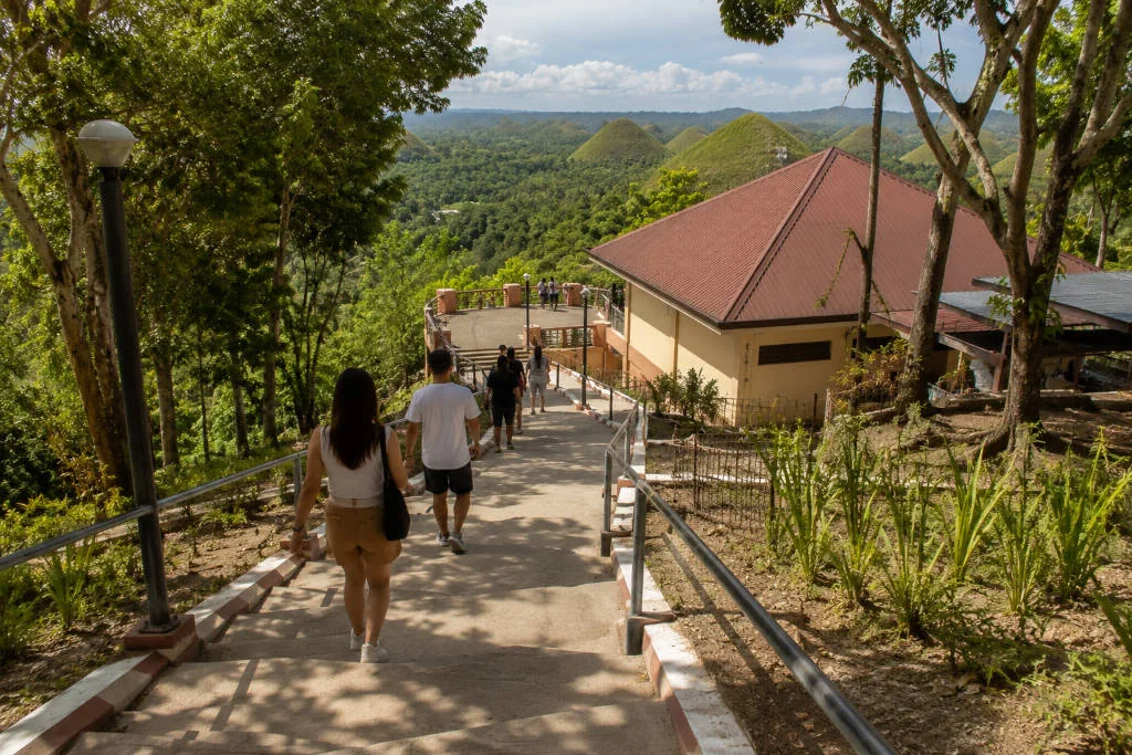 Steps to the viewing deck after paying the Chocolate Hills entrance fee