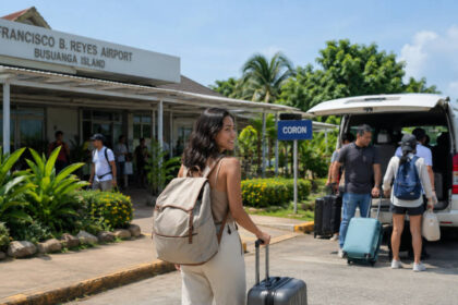 Travelers preparing for a Coron Airport to Town van transfer