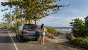 Coastal road and beach view for planning easy day trips from Zambales