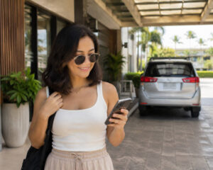 Mika planning how to get around Cagayan de Oro with a phone map