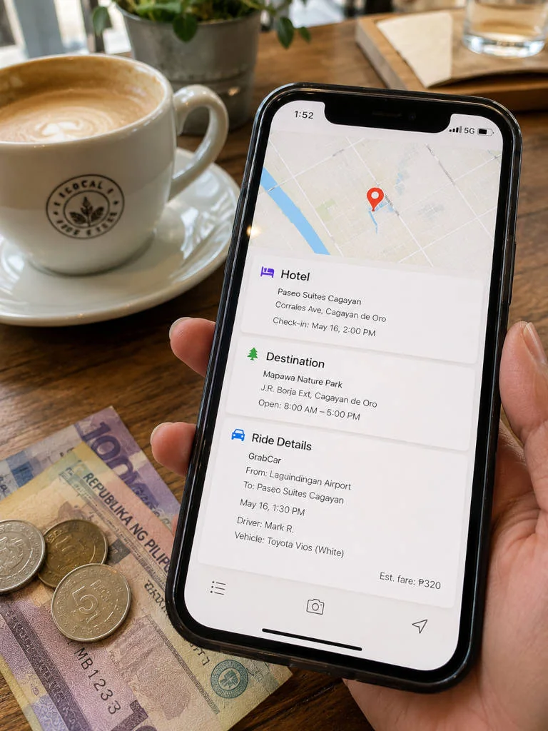 Saved transport screenshots for how to get around Cagayan de Oro