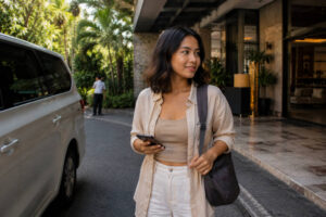 Mika Santos planning a calm local ride in a how to get around Davao City guide