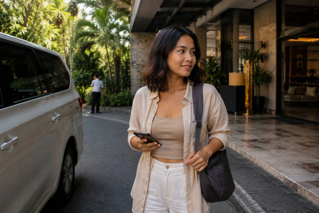 Mika Santos planning a calm local ride in a how to get around Davao City guide