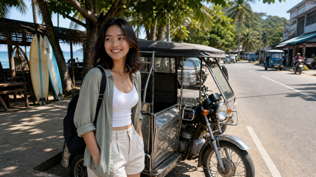 Tricycle and local road scene for how to get around La Union