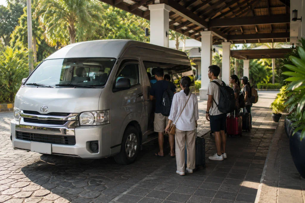 Van transfer option for how to get around Puerto Princesa on day trips