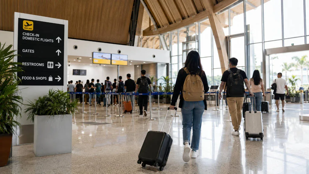 Travelers preparing for a flight from Iloilo City to Cebu City