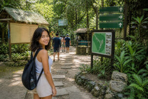 Walking route to Kawasan Falls entrance fee area in Badian Cebu
