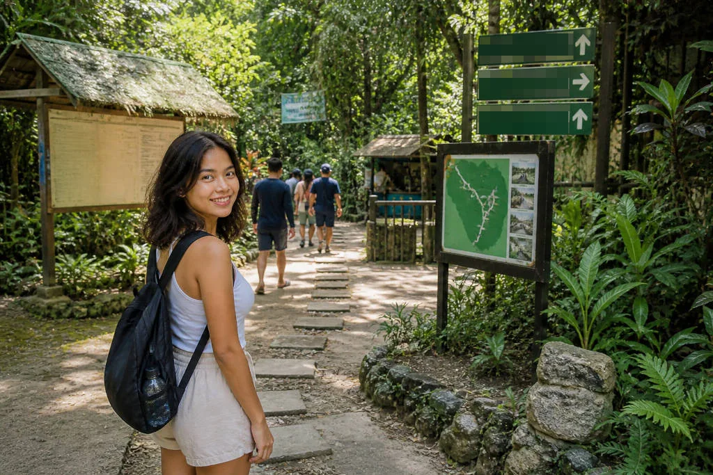 Walking route to Kawasan Falls entrance fee area in Badian Cebu