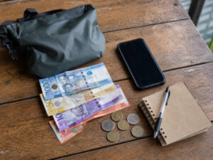 Cash and small bills for Kawasan Falls entrance fee and extra costs