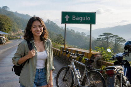 Small motorcycle and bicycle stop on the manila to baguio no expressway route