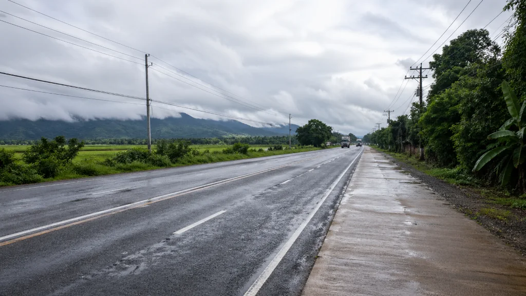 Long highway section on a Manila to La Union no expressway route where riders manage spacing and fatigue.