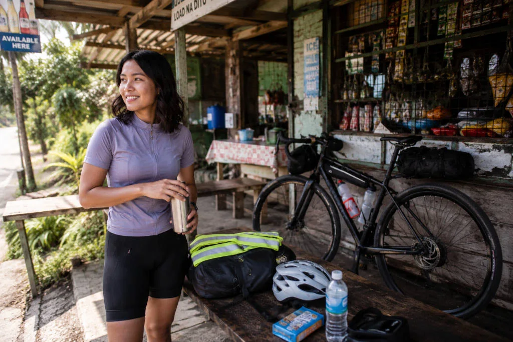 Mika with practical riding gear for a Manila to Subic no expressway route