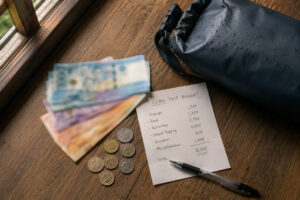 Cash and small bills prepared for the oslob whale shark watching entrance fee