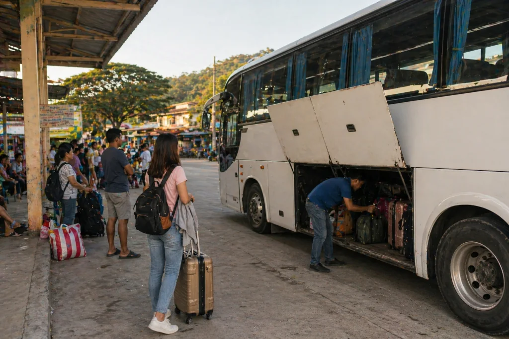 Provincial bus luggage loading for the road trip to La Union