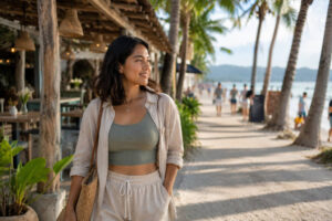 Mika Santos enjoying a calm solo travel Boracay cafe moment