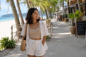 Mika Santos enjoying a calm solo travel Boracay cafe walk