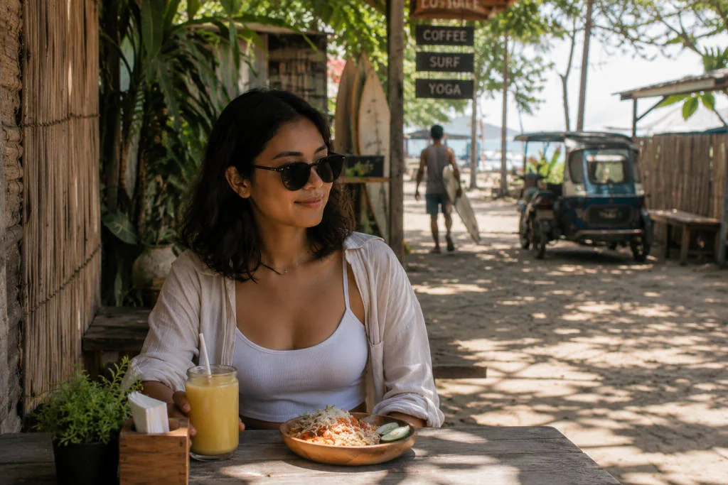 Mika enjoying a calm rest stop during solo travel La Union
